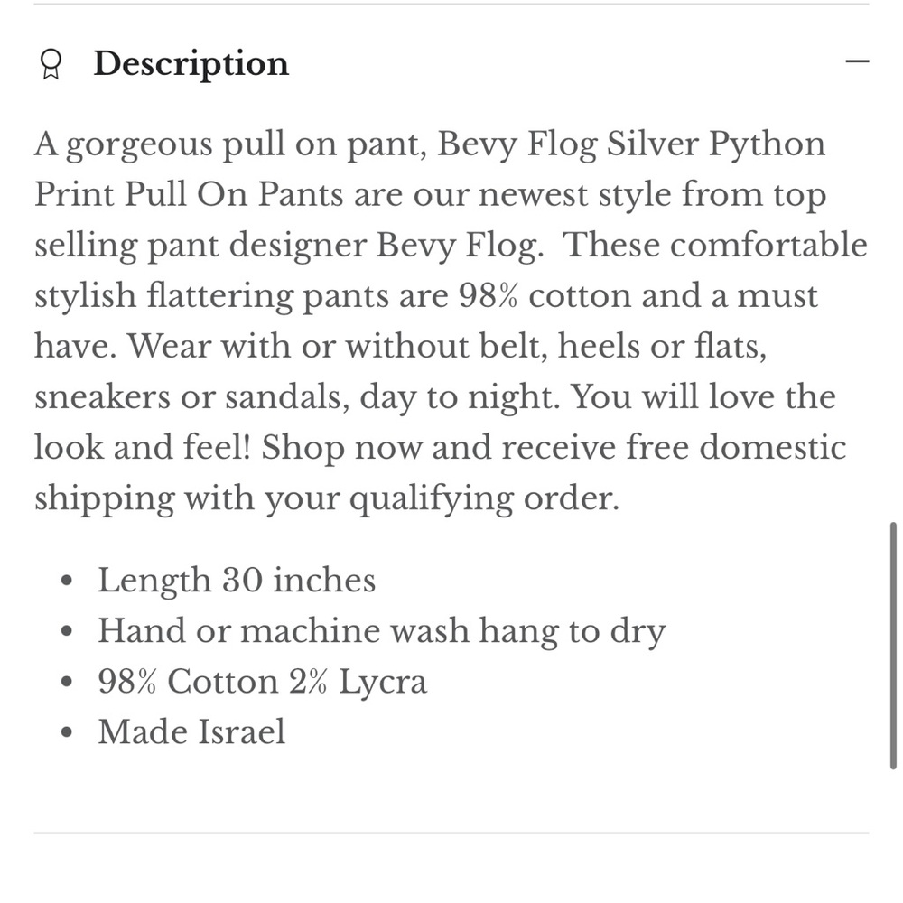 Bevy Flog Nansi Pants Silver Python - image 2